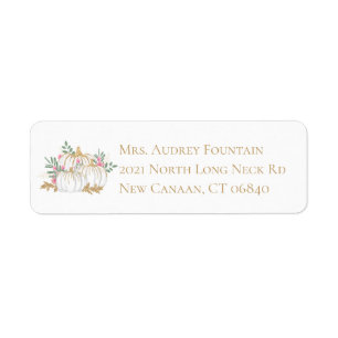 Pink Gold Pumpkin Halloween Thanksgiving Fall Return Address Label