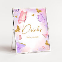 Pink Gold Purple Butterfly Baby Shower Drinks