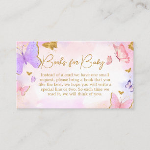 Pink Gold Purple Butterfly Books for Baby Enclosure Card