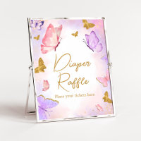 Pink Gold Purple Butterfly Diaper Raffle