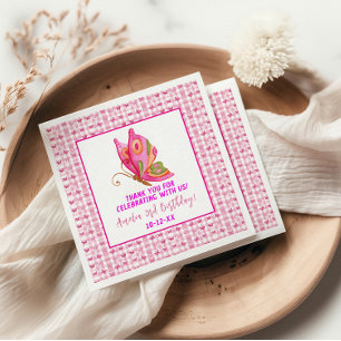 Pink gold purple elegant butterfly girl birthday napkin