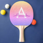 Pink Gold Purple Glitter and Sparkle Monogram Ping Pong Paddle<br><div class="desc">Pink,  Gold and Purple Pastel Ombre Faux Glitter and Sparkle Elegant Monogram Ping Pong Paddle. This Ping Pong Paddle can be customised to include your initial and first name.</div>