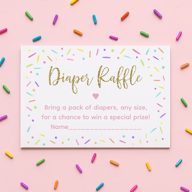 Pink Gold Rainbow Baby Sprinkle Diaper Raffle Enclosure Card (Creator Uploaded)