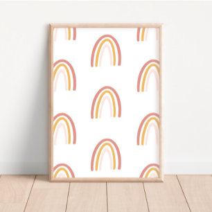 Pink/Gold Rainbows Cute Nursery Decor Poster