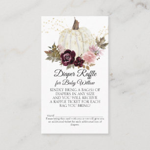 Pink Gold Red Floral Rustic Wood Diaper Raffle Business Card