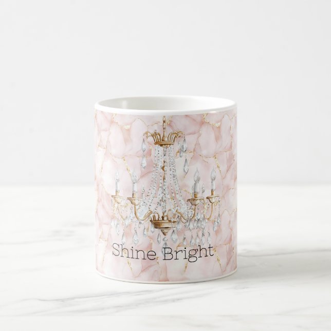 Pink Gold Rose Petals Floral Chandelier Coffee Mug (Center)