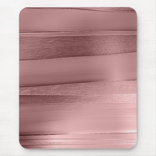 Pink gold rose ribbon texture metallic stylish  mouse pad (Front)