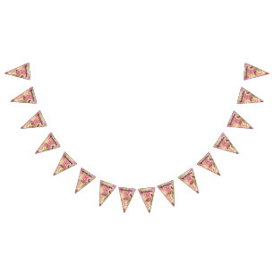 pink, gold, rose, white, art, elegant, pattern, sh bunting