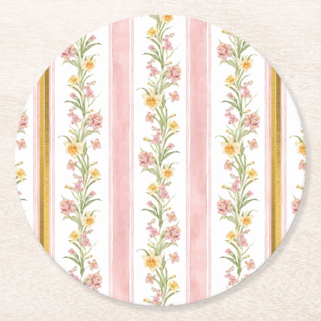 Pink Gold Round Coaster  (Front)