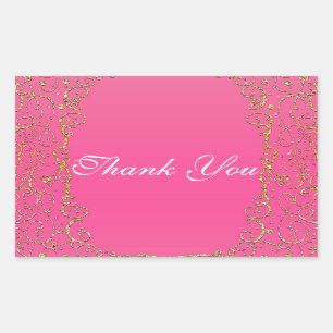 Pink & Gold Royal Castle Fairy Tale Princess Favou Rectangular Sticker