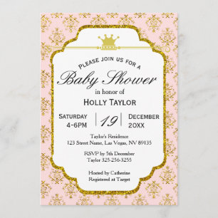 Pink Gold Royal Princess Baby Shower Invitation