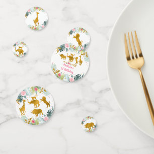 Pink Gold Safari Animal Greenery Birthday Confetti