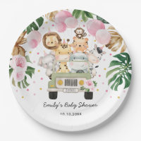 Pink Gold Safari Jungle Animals Greenery Baby Girl