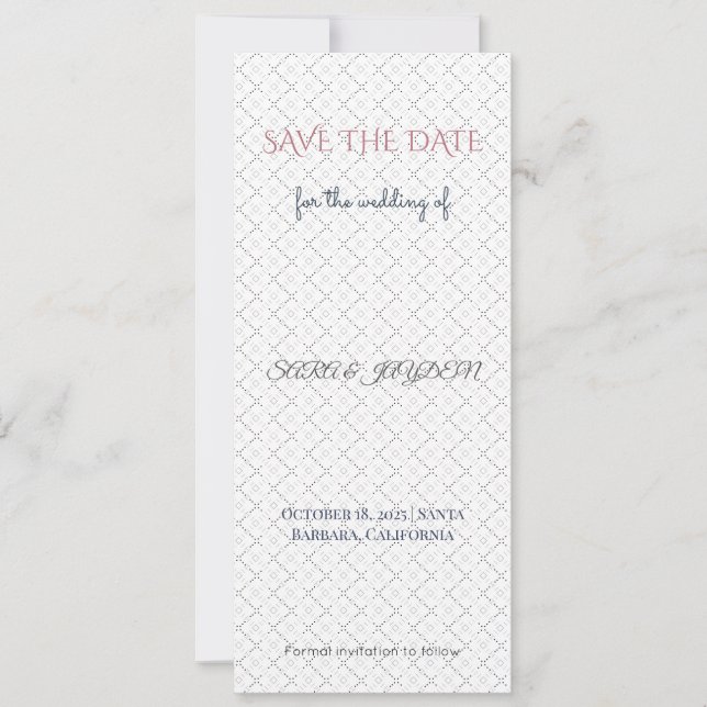 Pink & Gold Save the Date | Photo Template (Front)