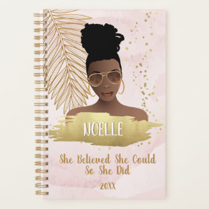 Pink & Gold, She Believed She Could, Black Woman P Planner