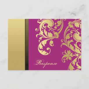 Pink Gold Shimmer Floral Wedding Response RSVP