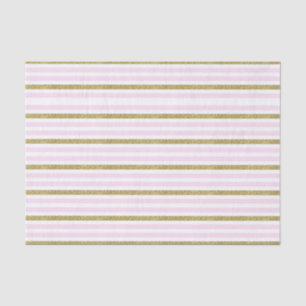Pink & Gold Shimmer Glitter Stripes Stripe Tissue Paper