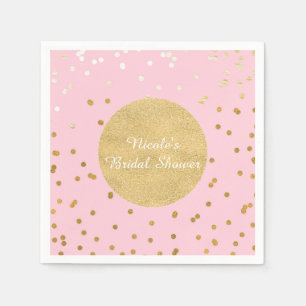 Pink & Gold Shiny Confetti Dots Chic Modern Napkin