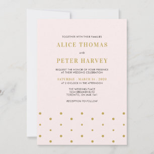 Pink & Gold   Simple Modern Wedding Ceremony Invitation