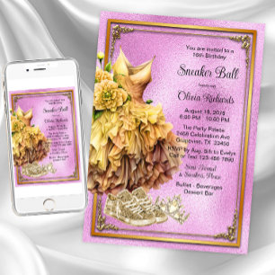 Pink Gold Sneaker Ball Invitation