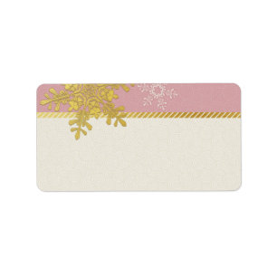 Pink Gold Snowflake Wedding Blank Address Labels