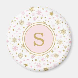 Pink Gold Snowflake Winter Onederland Party Favors Magnet