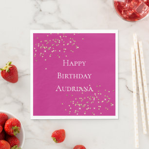 Pink Gold Sparkle Confetti Birthday Napkin