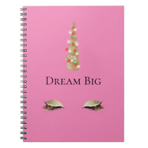 Pink Gold Sparkle Glam Unicorn Lights Notebook