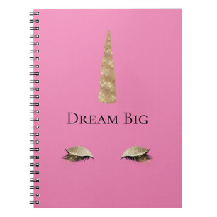 Pink Gold Sparkle Glam Unicorn  Notebook