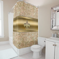 Pink & Gold Sparkle Glittery Fleur de lis Chic