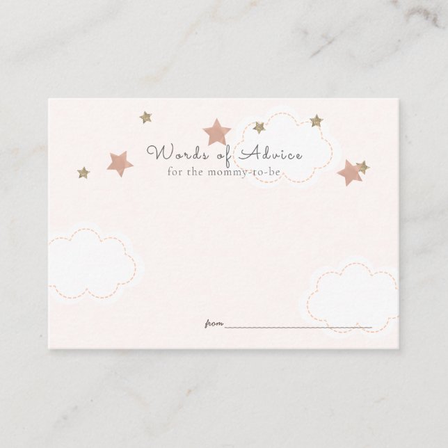 Pink Gold Stars & Clouds Advice Enclosure Card (Front)