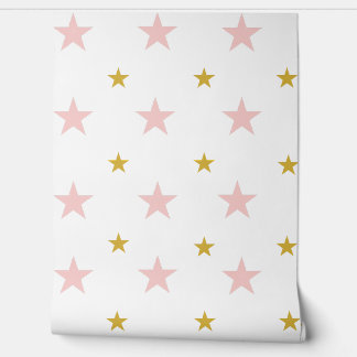 Pink & Gold Stars Nursery Wallpaper