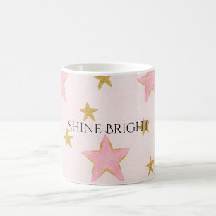 Pink Gold Stars Shine Bright Coffee Mug