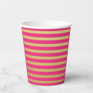 Pink Gold Stripe II Paper Cups