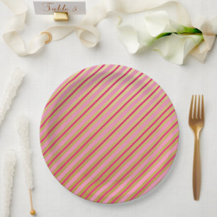 Pink & Gold Stripe Paper Plates
