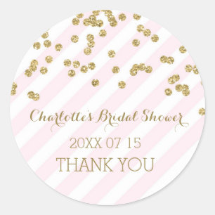 Pink Gold Stripes Bridal Shower Favour Tags