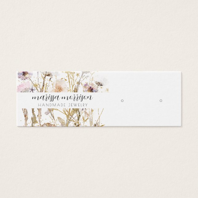 Pink Gold Stud Earring Wildflower Botanical (Front)