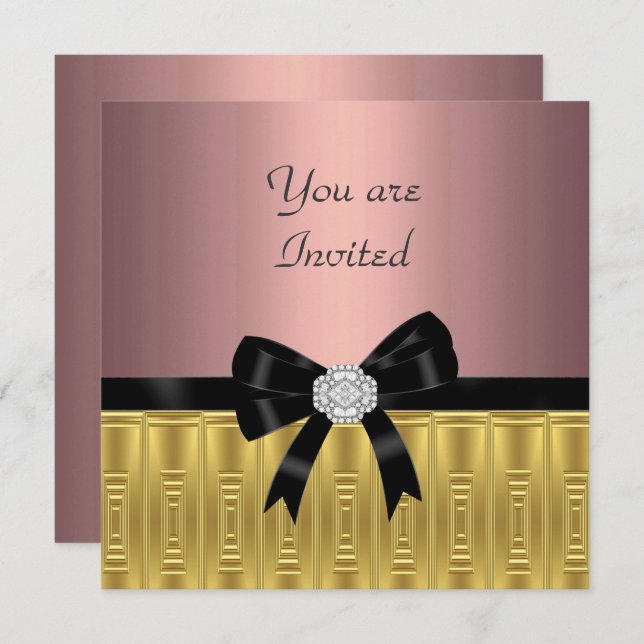 Pink Gold Stylish Party Invitation (Front/Back)