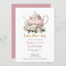 Pink Gold Tea Party Girl Birthday