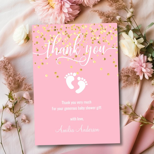 Pink Gold THANK YOU Baby Shower Girl | PHOTO (Pink Gold THANK YOU Baby Shower Girl  PHOTO)