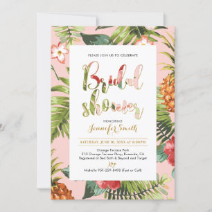 Pink & Gold Tropical Bridal Shower Invitation