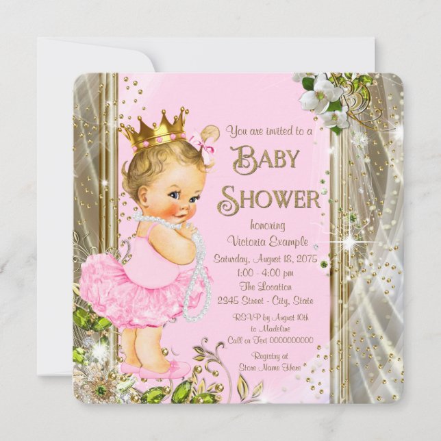 Pink Gold Tutu Princess Baby Shower Invitation (Front)