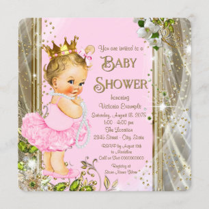 Pink Gold Tutu Princess Baby Shower Invitation