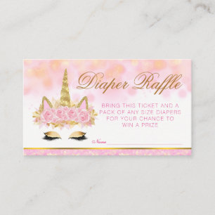 Pink Gold Unicorn Diaper Raffle Tickets Enclosure Card