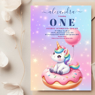 Pink Gold Unicorn Watercolor Girl Birthday Party Invitation