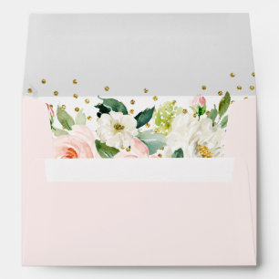 Pink Gold Watercolor Floral Envelope
