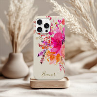 Pink Gold Watercolor Floral Personalised Name