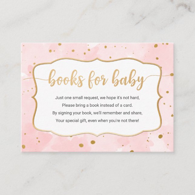 Pink Gold Watercolor girl book request card (Front)