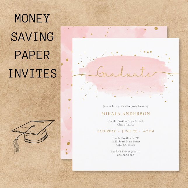 Pink Gold Watercolor Graduation PAPER  (Creator Uploaded)