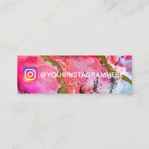 Pink Gold Watercolor Paint Social Media Instagram Mini Business Card